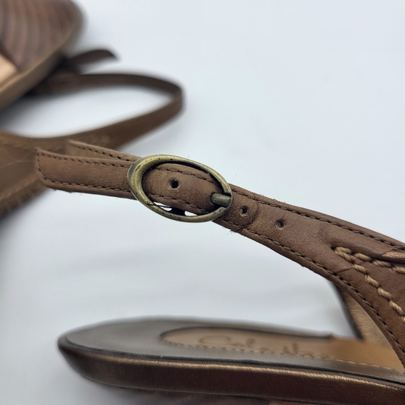 Cole Haan Women's Tan Leather With Woven Trim Slingback Heels Sz 8 - Picture 9 of 10